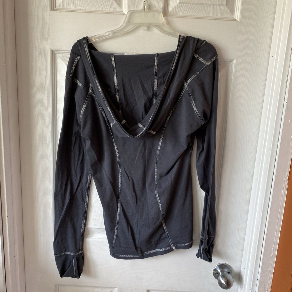Calvin Klein Women’s Long Sleeve Hooded Shirt Grey V Neck Performance Quick Dry - Picture 6 of 9